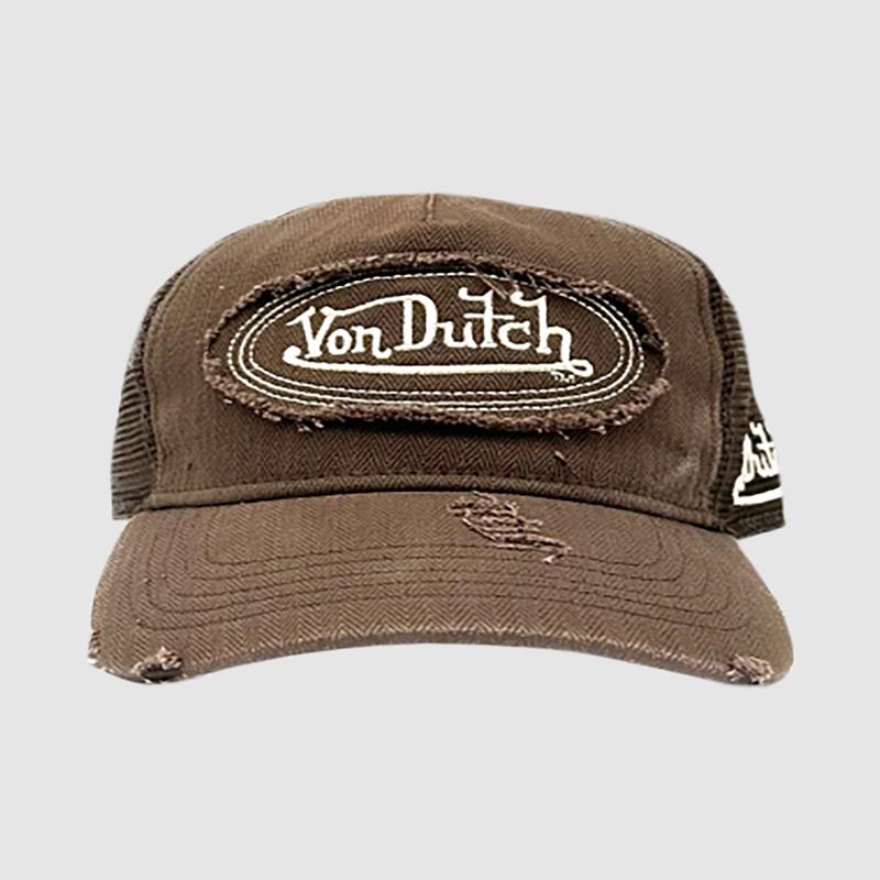 Unisex Trucker Hat Heringbone Dark Taupe