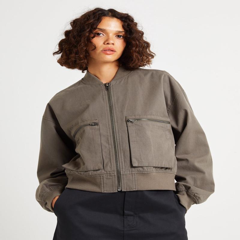 Crop Utility Bomber Jacket