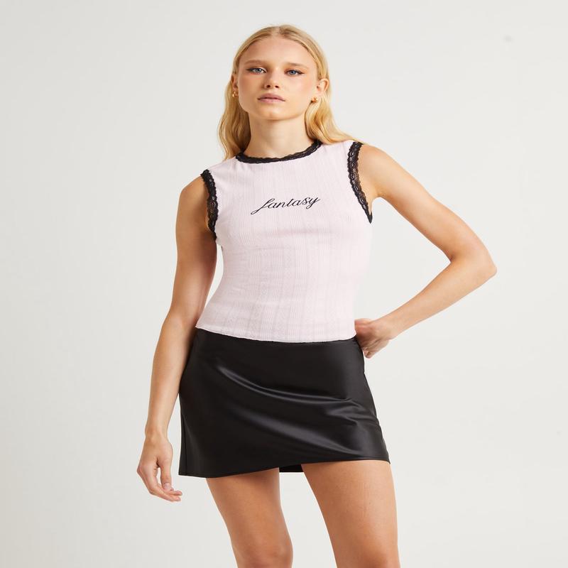 Fantasy Pointelle Tank Top Pink