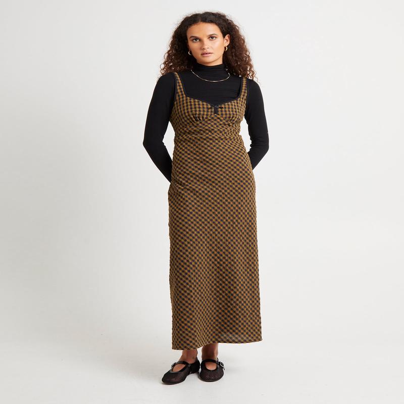 Grunge Plaid Midi Dress