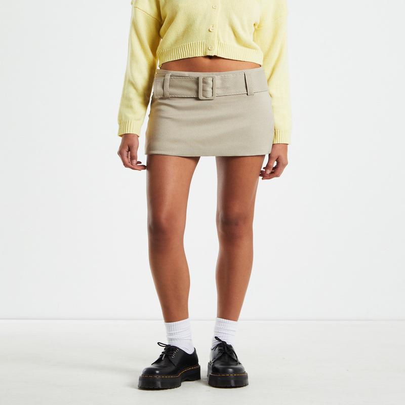 Nova Low Rise Geo Mini Skirt in Beige