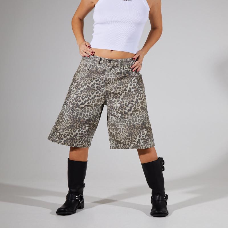 Faded Leopard Jorts