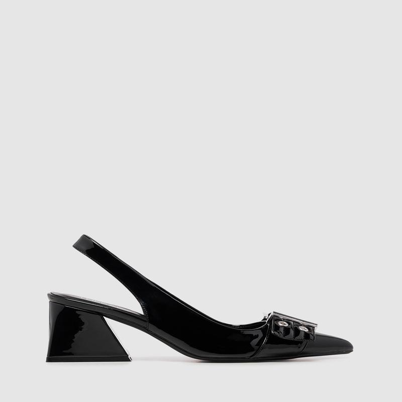 Slay Slingback Pump Black Patent