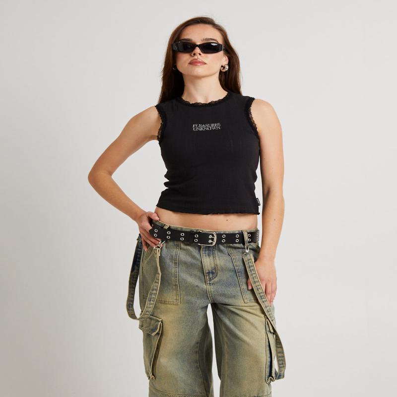 Unknown Diamonte Pointelle Tank Top