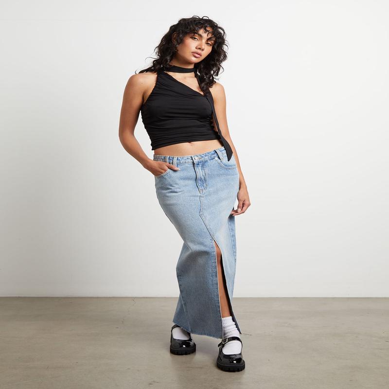 Eva Maxi Denim Skirt Hacker Blue