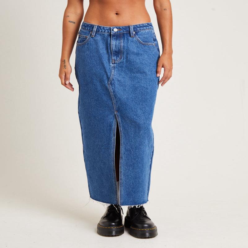 Eva Maxi Denim Skirt Moody Blue