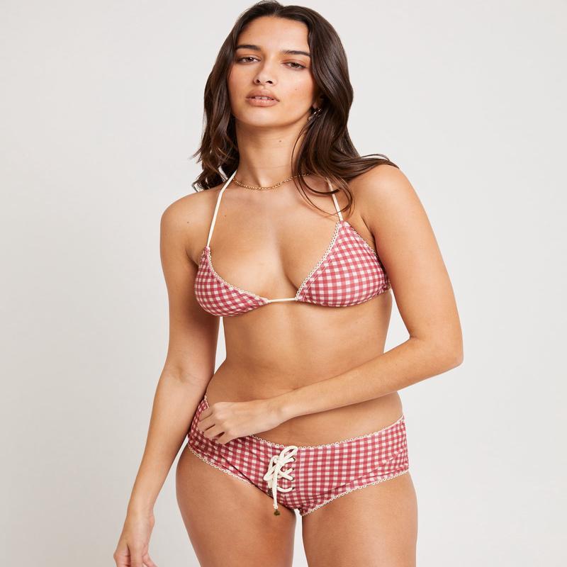 Freda Gingham Triangle Bikini Top