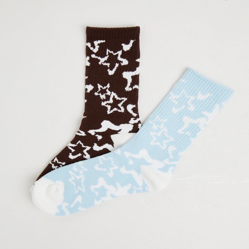Bleached Star Socks 2 Pack in Multi