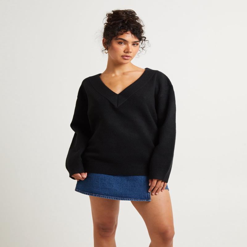 Deep V Neck Slouchy Jumper