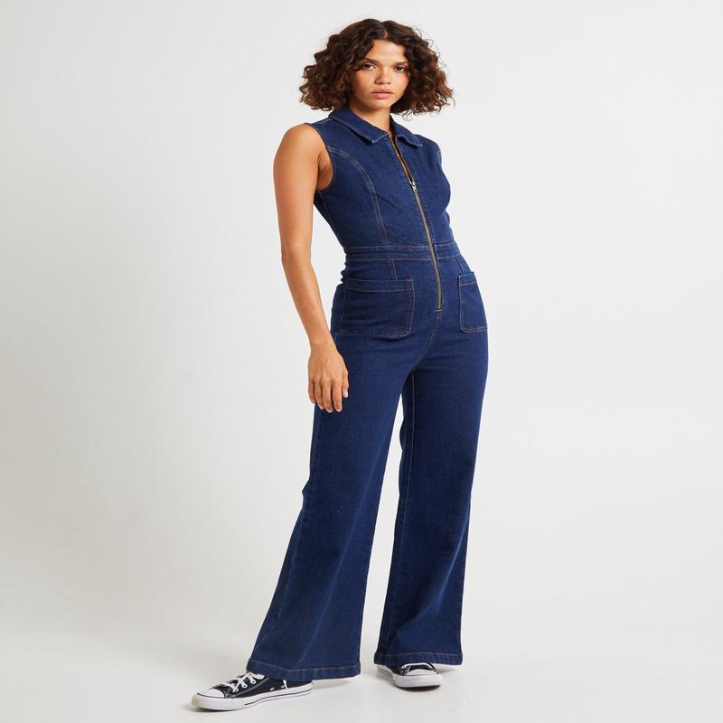 Jett Sleeveless Denim Boiler Suit