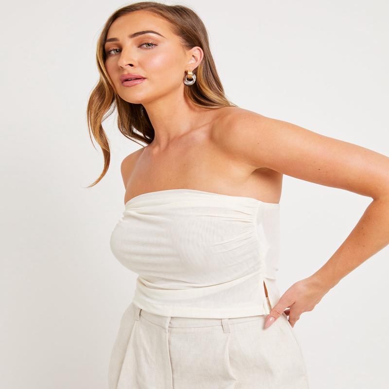 Mesh Asymmetric Bandeau Top