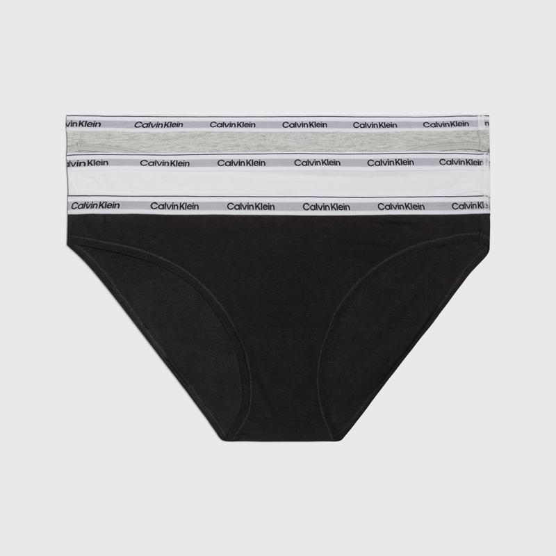 Modern Logo 3 Pack Low Rise Bikini Black/White/Grey Heather