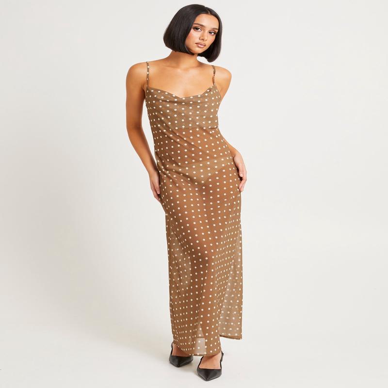 Paris Polka Dot Sheer Maxi Dress