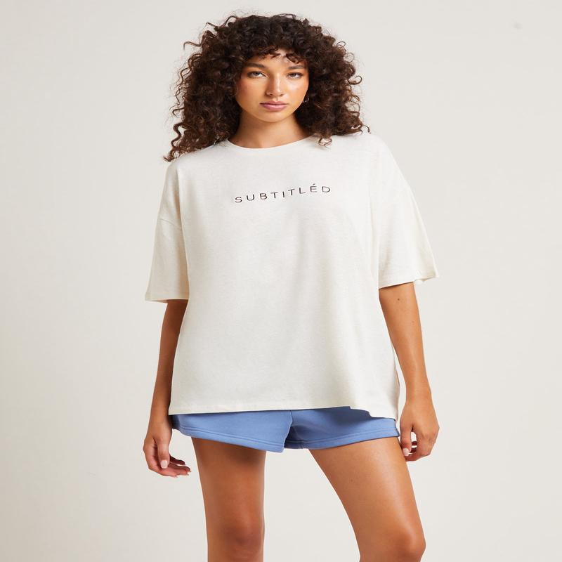 State Linen Oversized T-Shirt in Cream