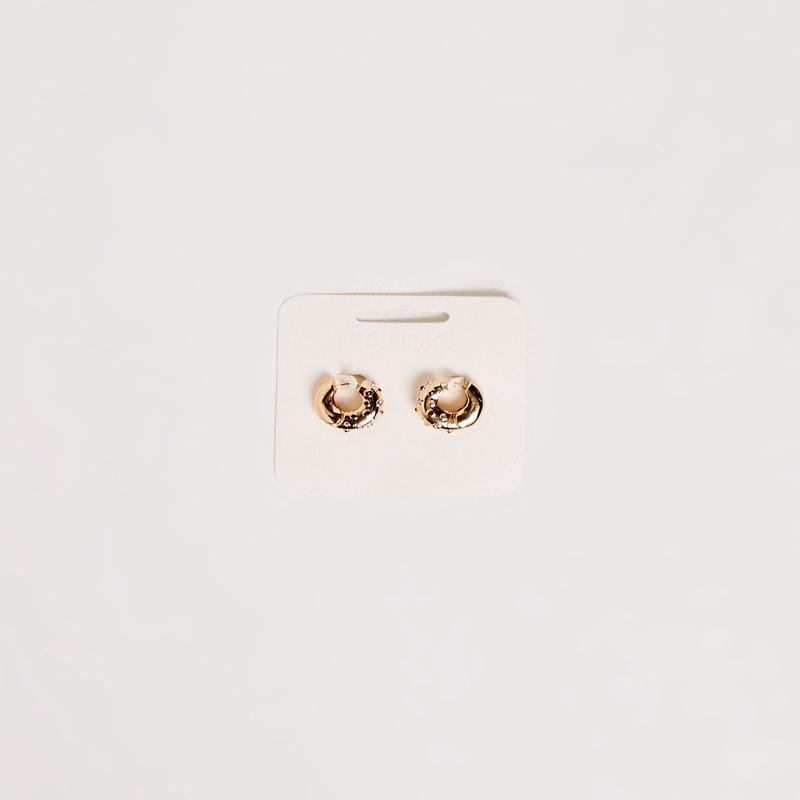 Metal And Stone Hoops Earrings