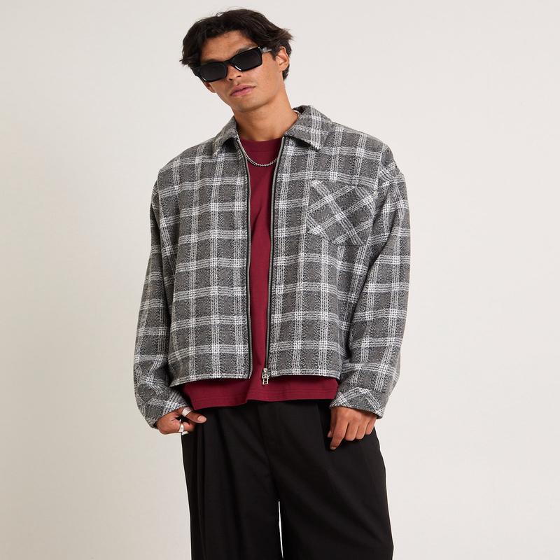 Brushed Check Zip Jacket