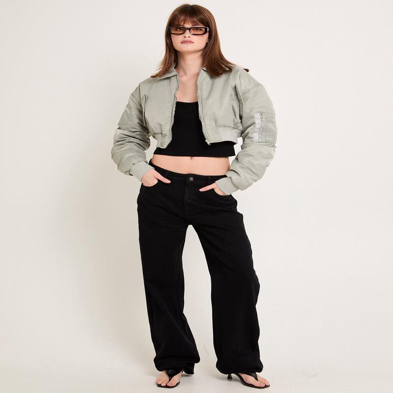 Essential Cropped Bomber Jacket