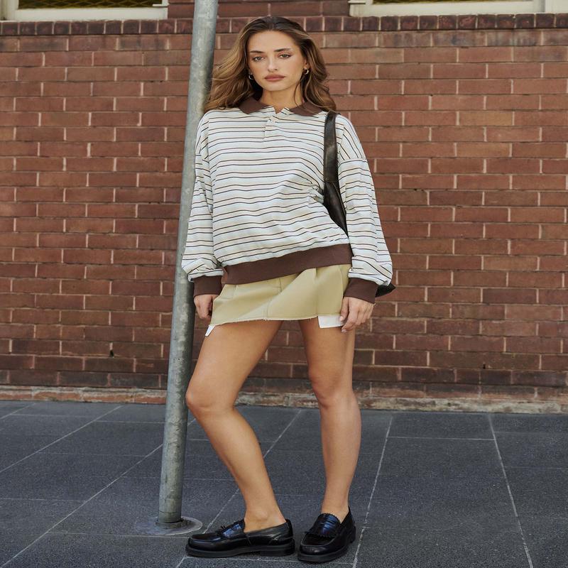 Jase Stripe Long Sleeve Polo Shirt