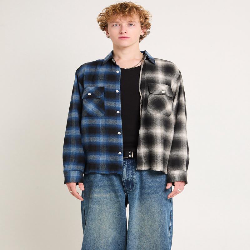 Split Flannel Long Sleeve Shirt