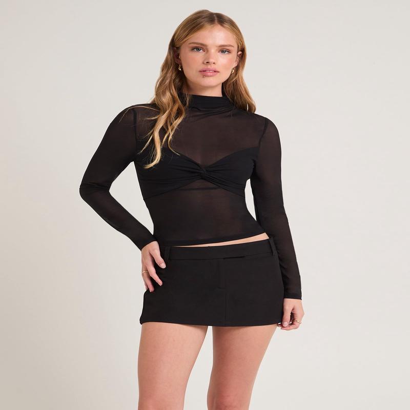 Tae Twist Detail Mesh Turtleneck
