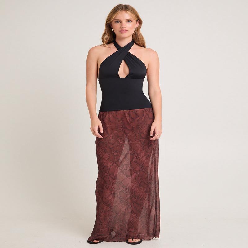 Umah Snake Sheer Maxi Skirt