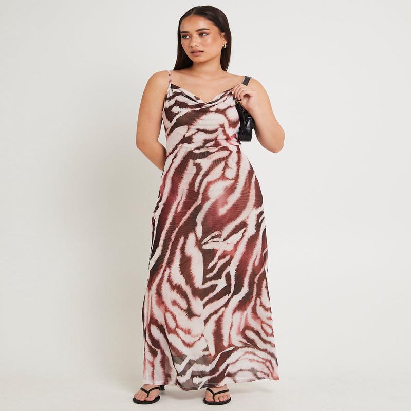 Zebra Mesh Maxi Dress