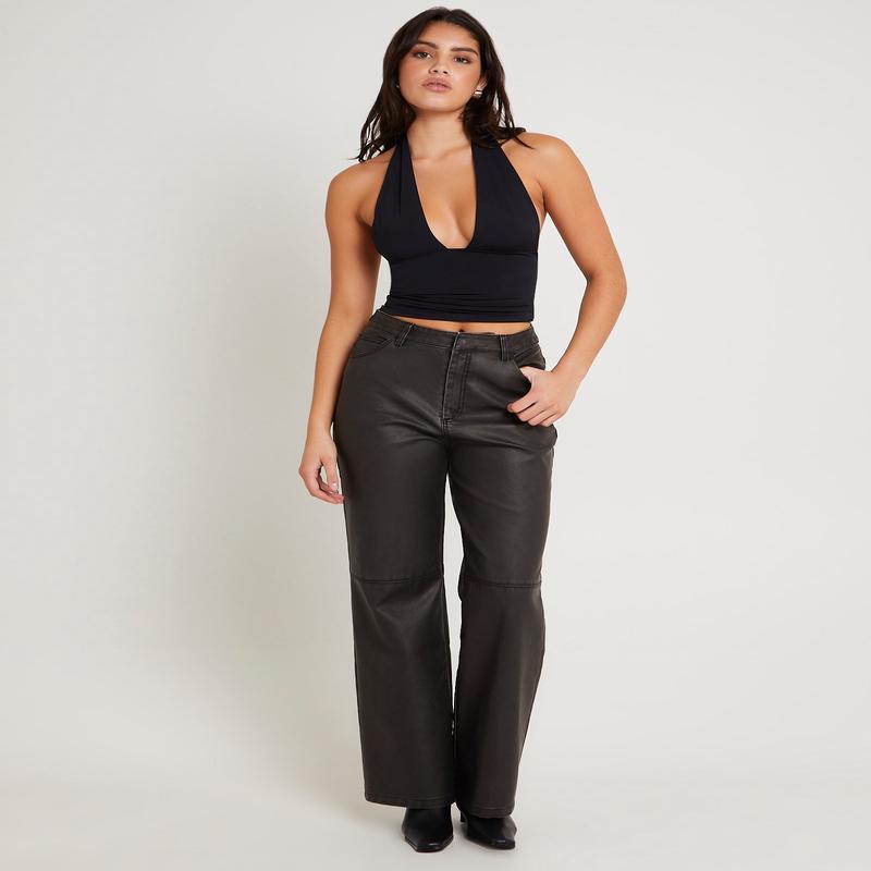 Esme Leather Look Straight Pants