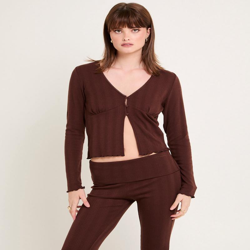 Mia Pointelle Button Long Sleeve