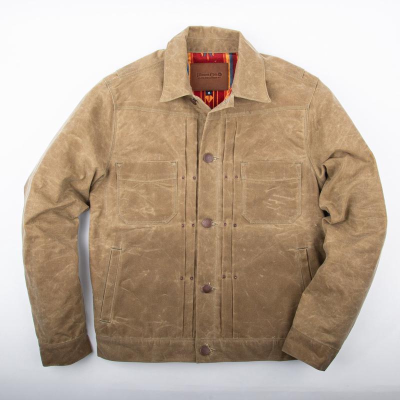 Riders Jacket Waxed Canvas Tumbleweed Red Interior