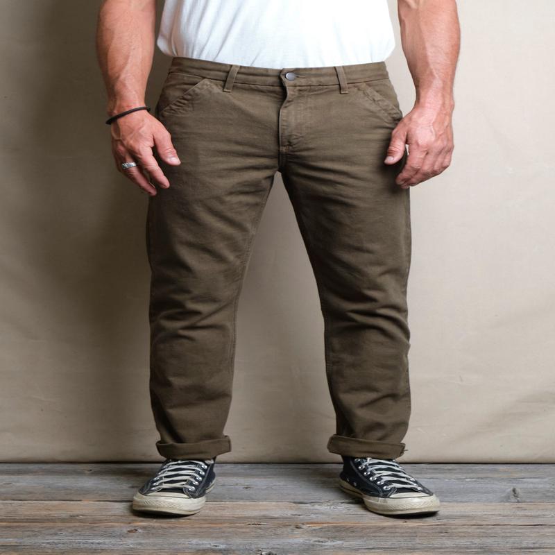 Workers Chino Slim Fit  14 Ounce Slub Army Green
